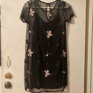 Hollister never worn floral embroidered mini dress